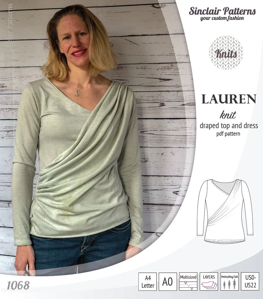 Lauren knit top and dress with front draped accent (PDF)
