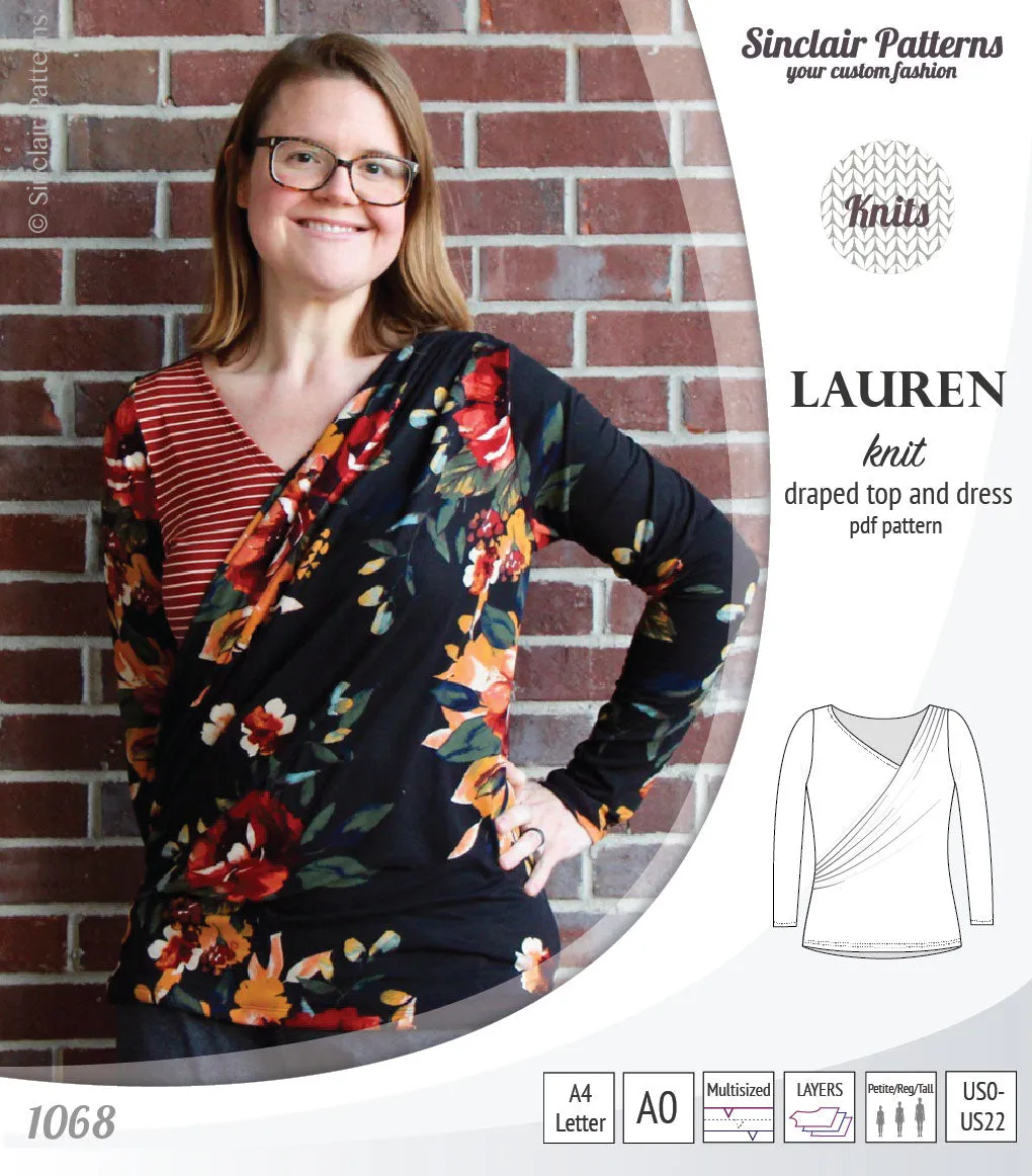 Lauren knit top and dress with front draped accent (PDF)