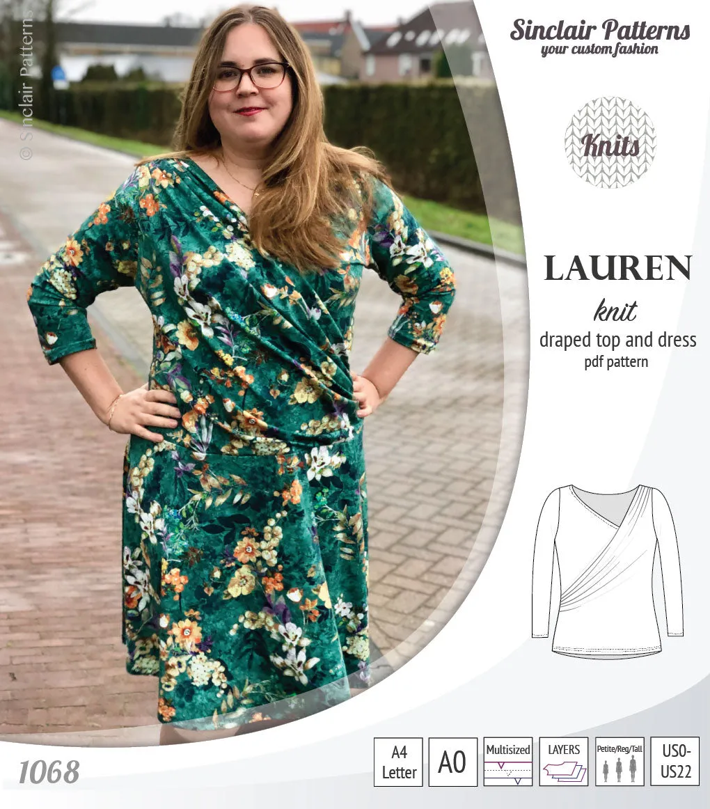 Lauren knit top and dress with front draped accent (PDF)