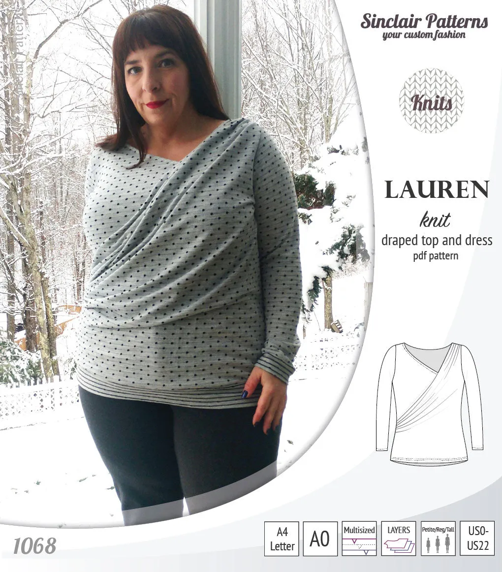 Lauren knit top and dress with front draped accent (PDF)