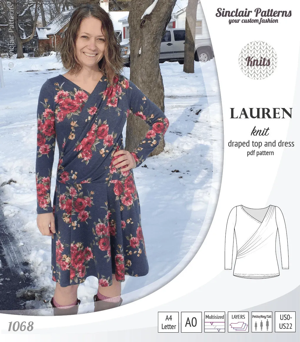 Lauren knit top and dress with front draped accent (PDF)