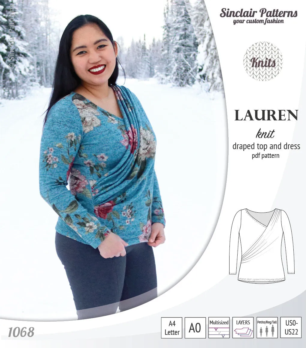 Lauren knit top and dress with front draped accent (PDF)