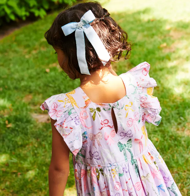Lavender Watercolor Bows Elsie Dress