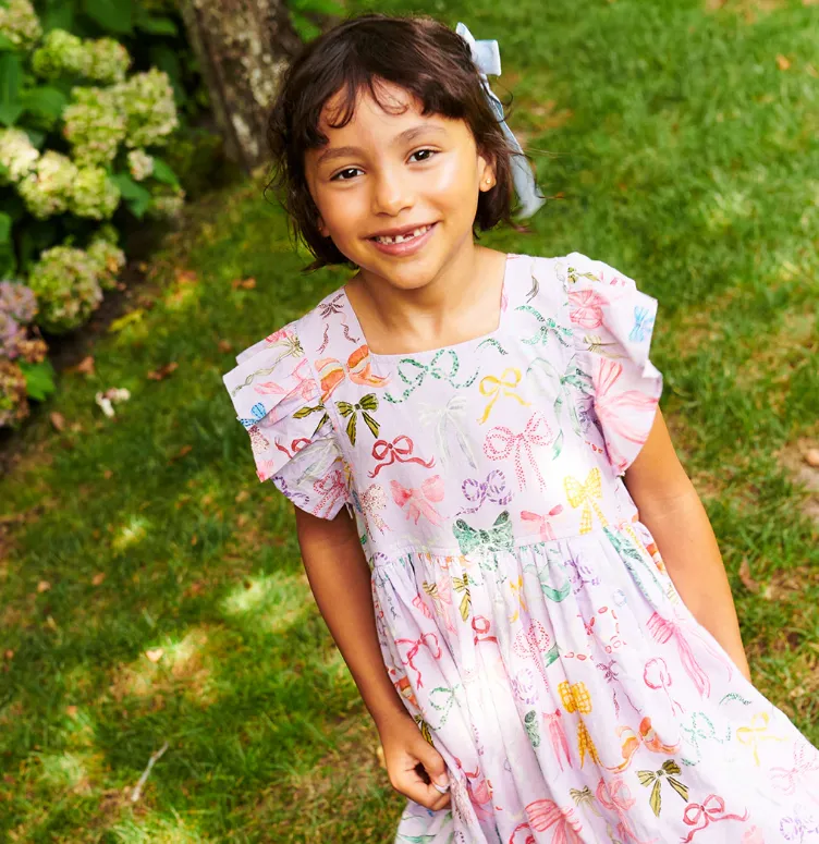 Lavender Watercolor Bows Elsie Dress