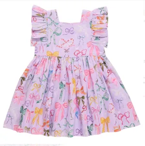 Lavender Watercolor Bows Elsie Dress