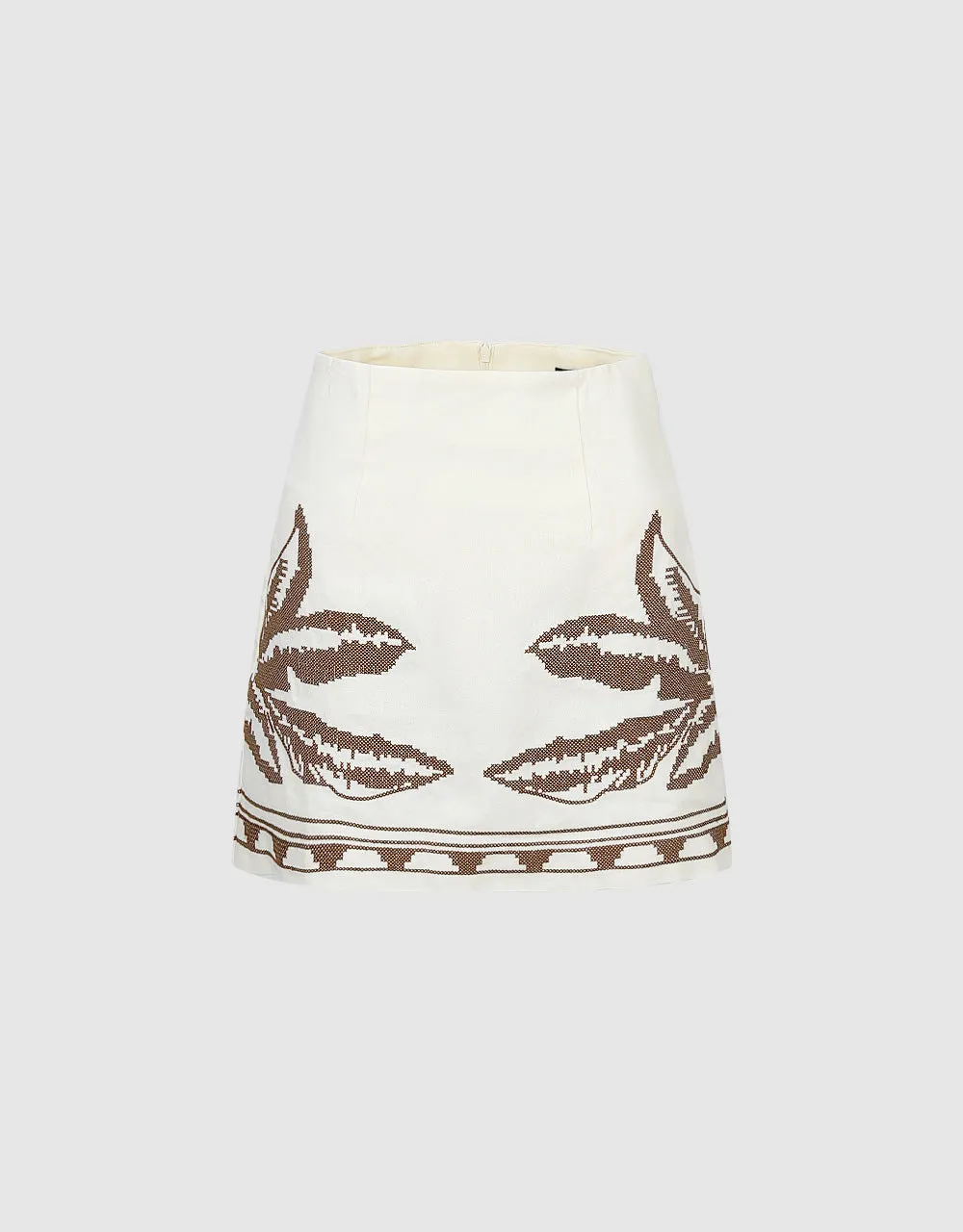 Leaf Printed Mini A-Line Skirt