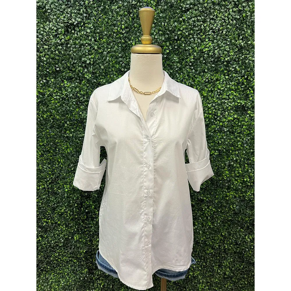 Leanna White Button Down Blouse