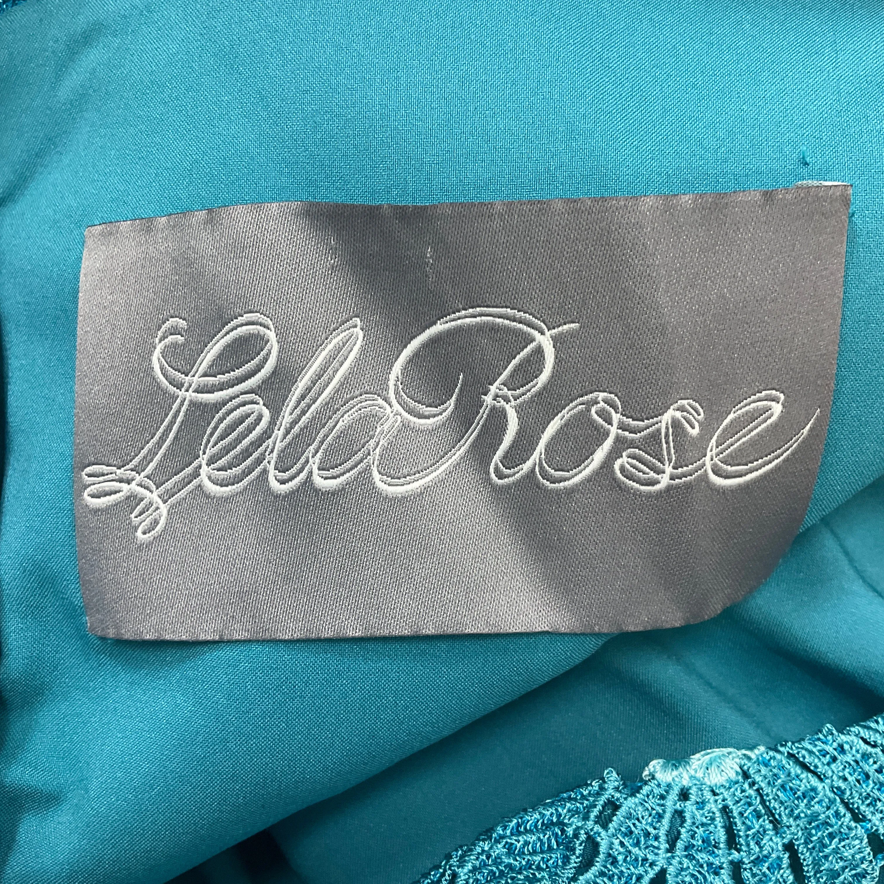 Lela Rose Turquoise Sleeveless Lace Cocktail Dress