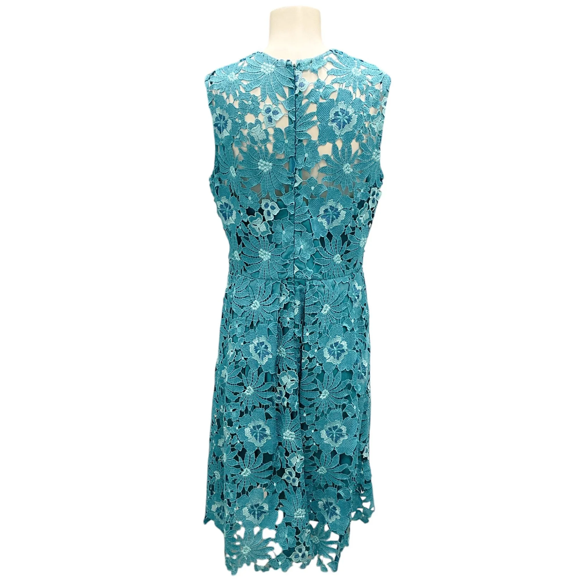 Lela Rose Turquoise Sleeveless Lace Cocktail Dress
