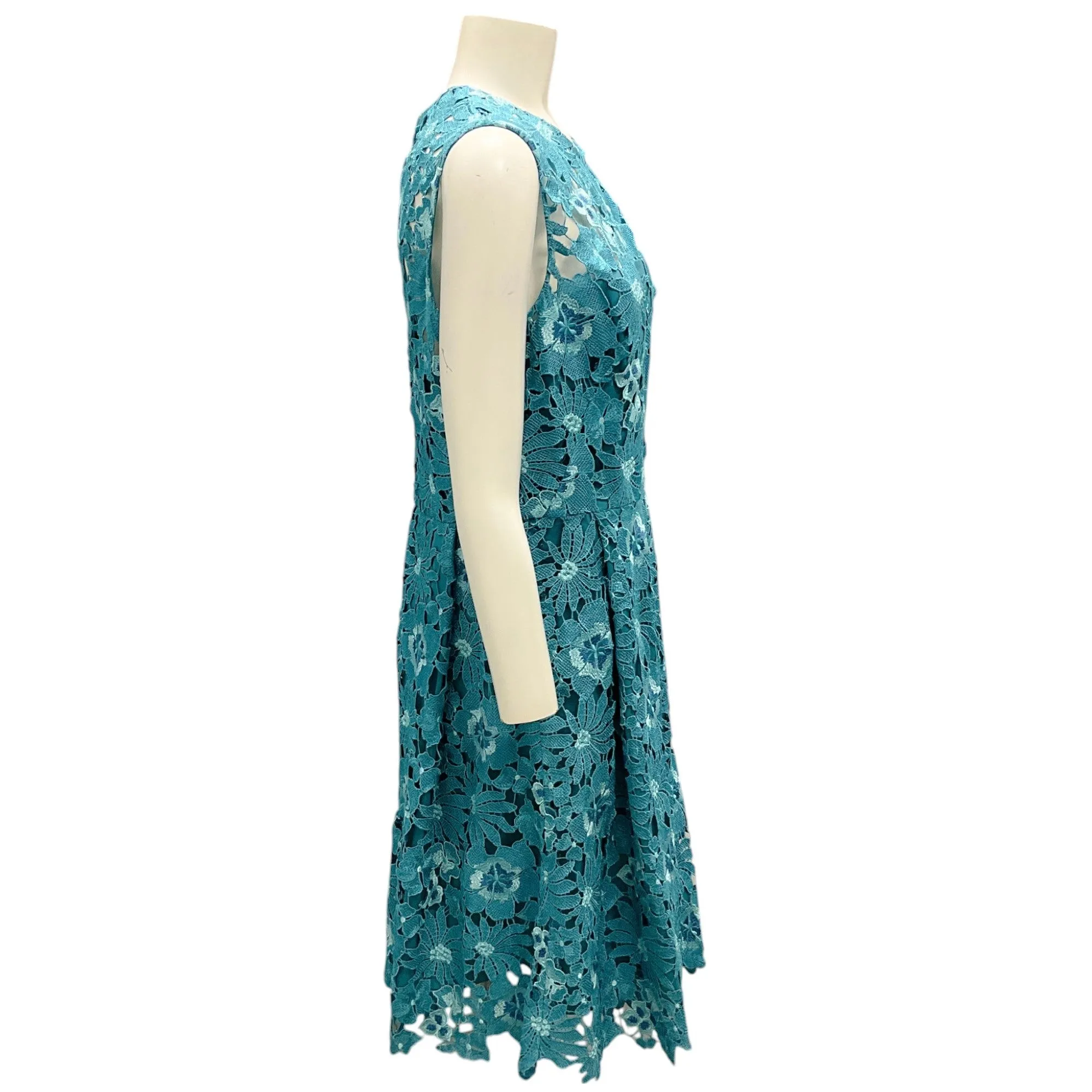 Lela Rose Turquoise Sleeveless Lace Cocktail Dress