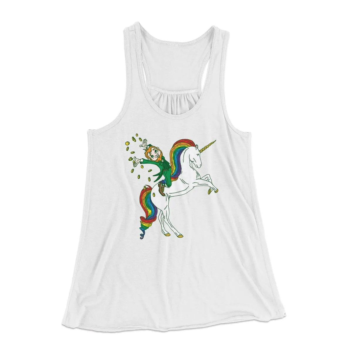 Leprechaun Unicorn Jockey Women's Flowey Tank Top