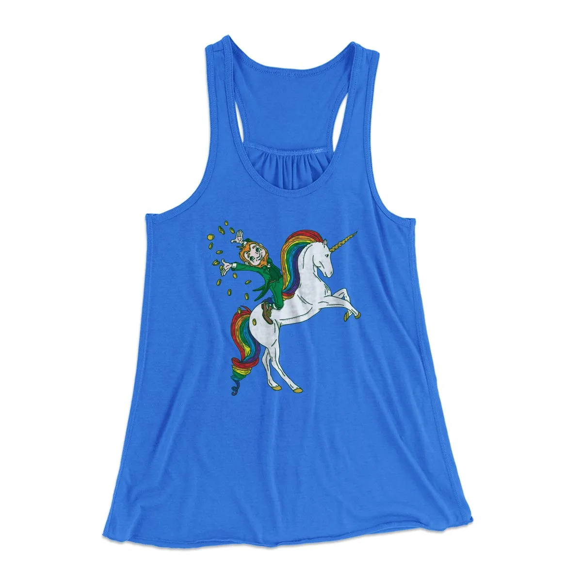 Leprechaun Unicorn Jockey Women's Flowey Tank Top