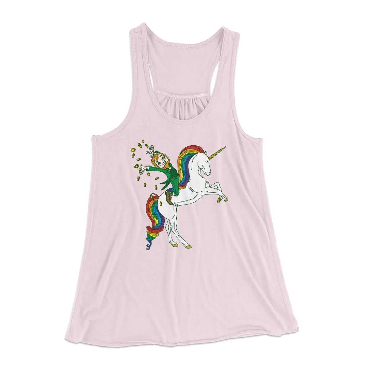 Leprechaun Unicorn Jockey Women's Flowey Tank Top