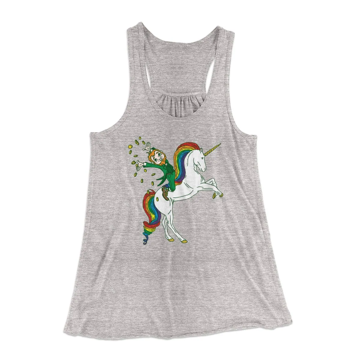 Leprechaun Unicorn Jockey Women's Flowey Tank Top