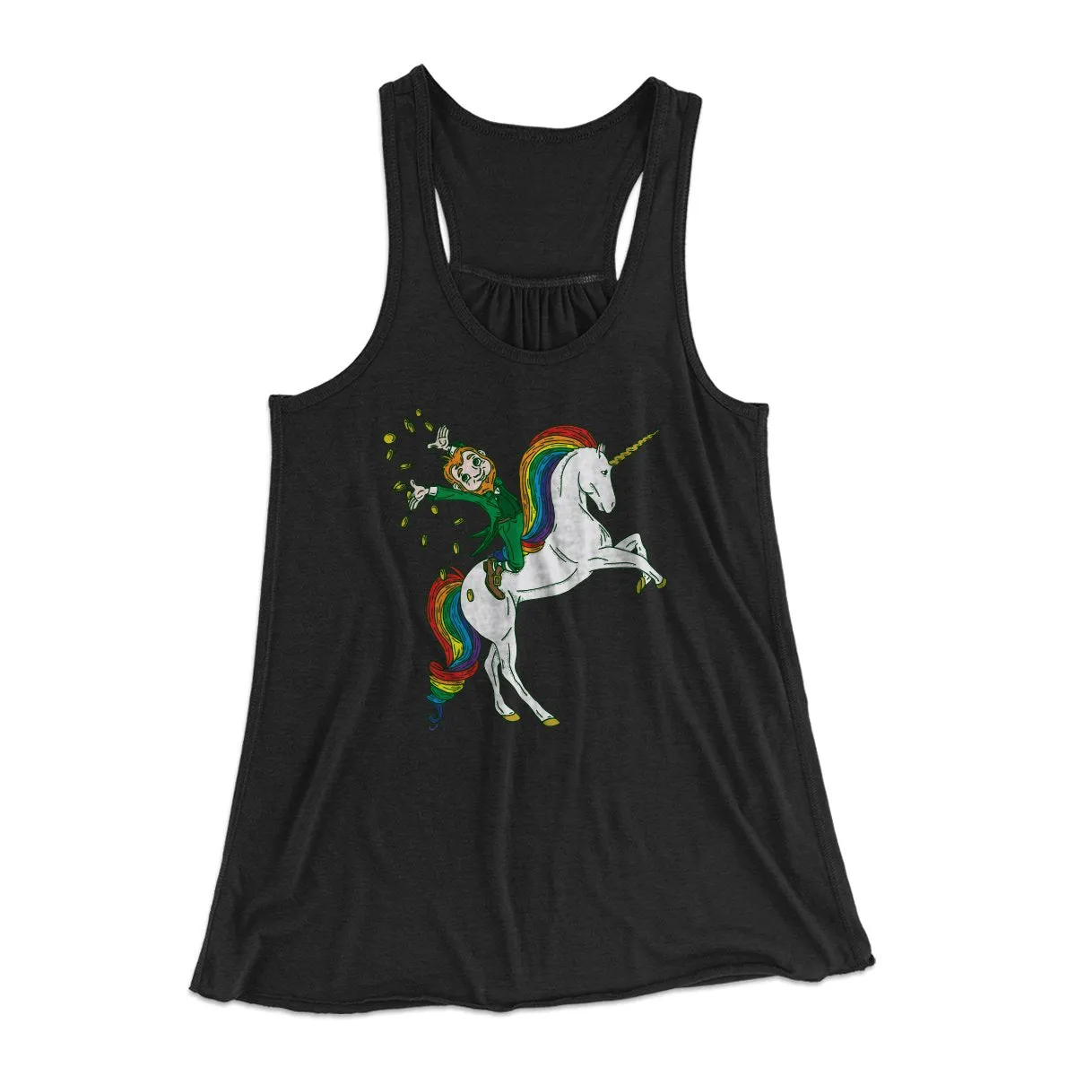 Leprechaun Unicorn Jockey Women's Flowey Tank Top