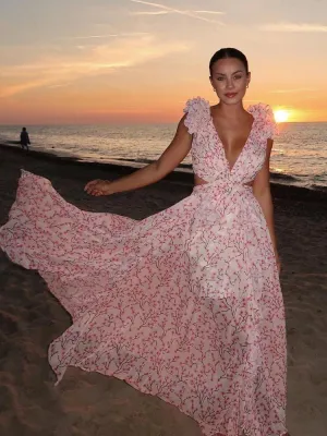 Lexi Elegant Backless Ruffles Maxi Dress