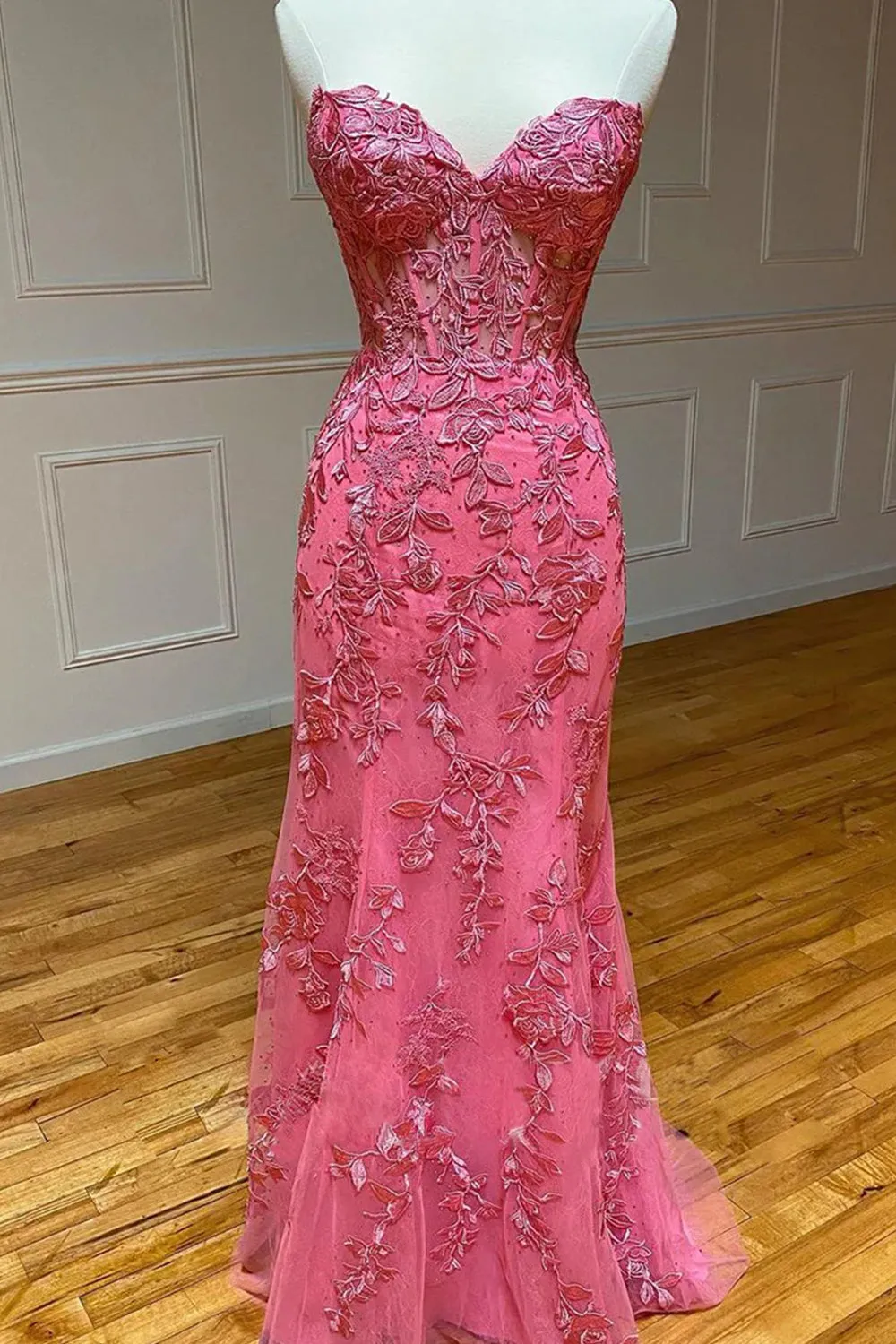 Light Purple Prom Dress Sweetheart Lace Up Long Mermaid Evening Dress with Appliques
