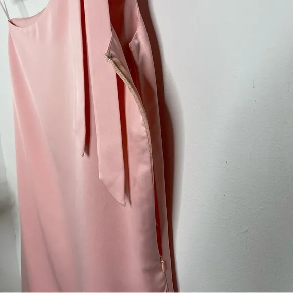 LIKELY Pink Bow Tie One Shoulder Tulip Hem Mini Cocktail Dress Size M