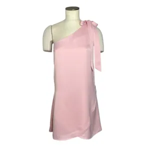 LIKELY Pink Bow Tie One Shoulder Tulip Hem Mini Cocktail Dress Size M