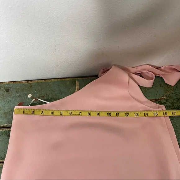 LIKELY Pink Bow Tie One Shoulder Tulip Hem Mini Cocktail Dress Size M