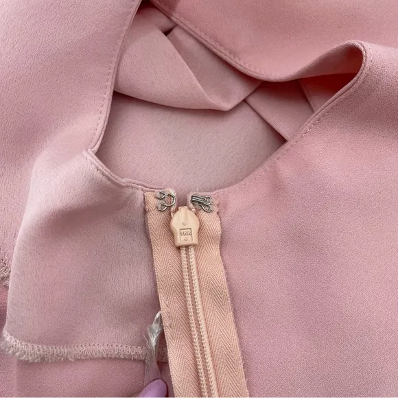 LIKELY Pink Bow Tie One Shoulder Tulip Hem Mini Cocktail Dress Size M