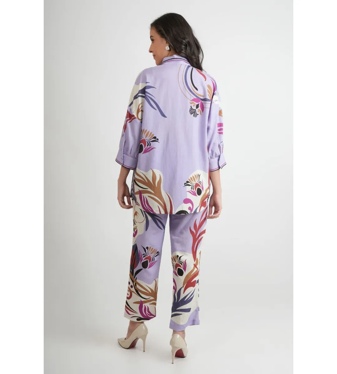 Lilac Cotton Collar Pattern Co-ord Set