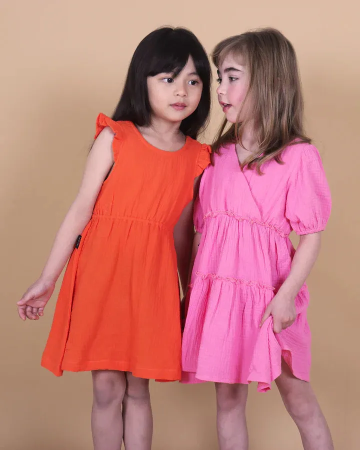 Linen Ruffle Open Back Dress
