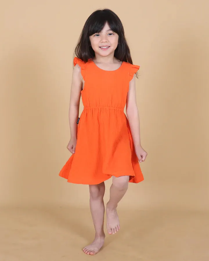 Linen Ruffle Open Back Dress