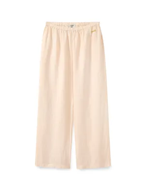 Linen wide leg rubber pants