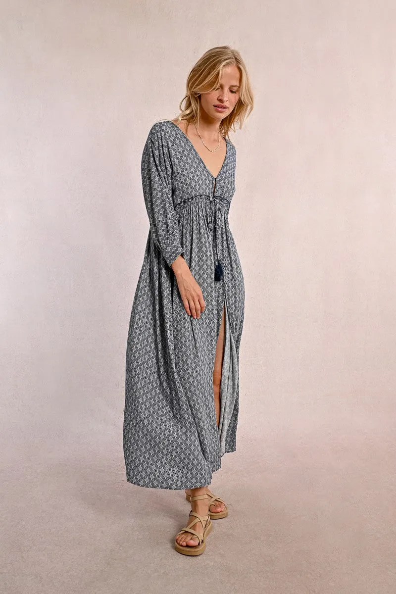LONG DRESS WITH ELASTICATED WAIST