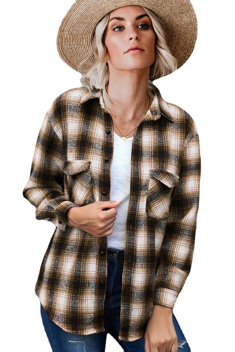 Long Sleeved Loose Fitting Plaid Button Down