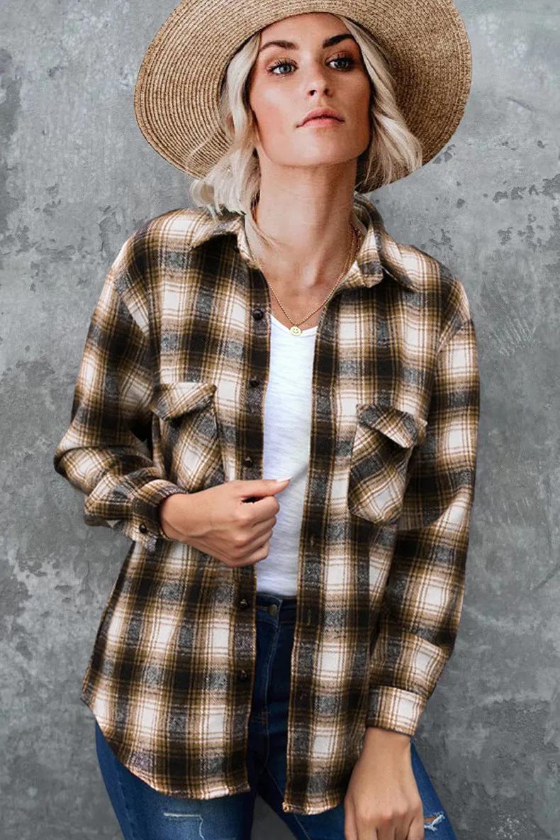 Long Sleeved Loose Fitting Plaid Button Down