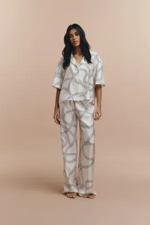 Lora printed silk pjs - White