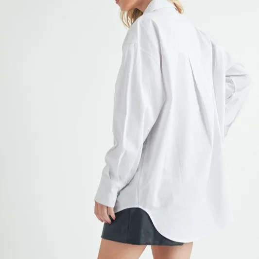 Low Collared Neck Drop Shoulder Shirt