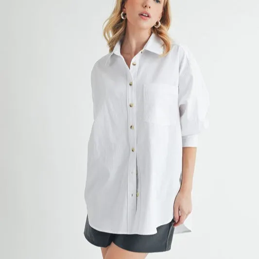 Low Collared Neck Drop Shoulder Shirt