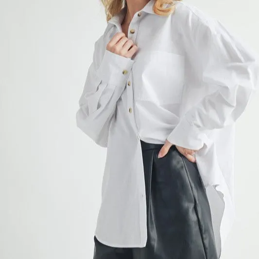 Low Collared Neck Drop Shoulder Shirt