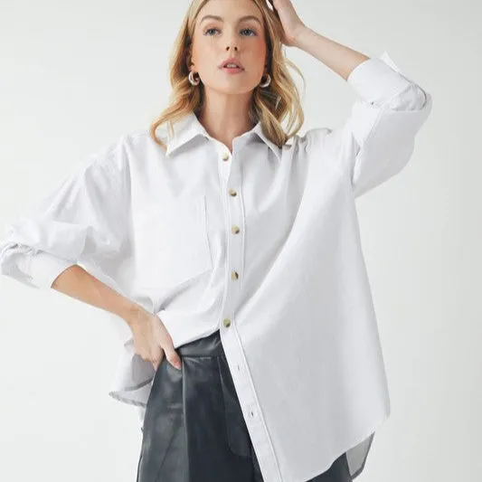 Low Collared Neck Drop Shoulder Shirt