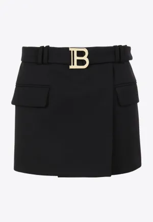 Low-Rise Belted Mini Skirt