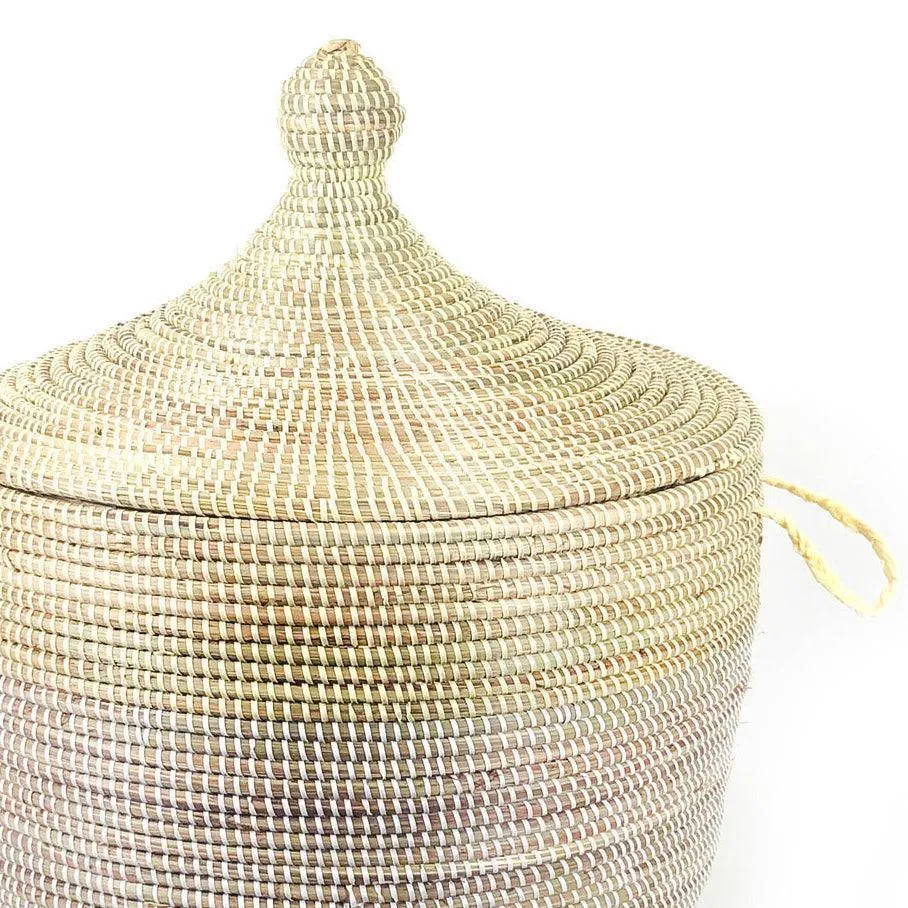 Low Storage Two-Tone Basket - Natural   White