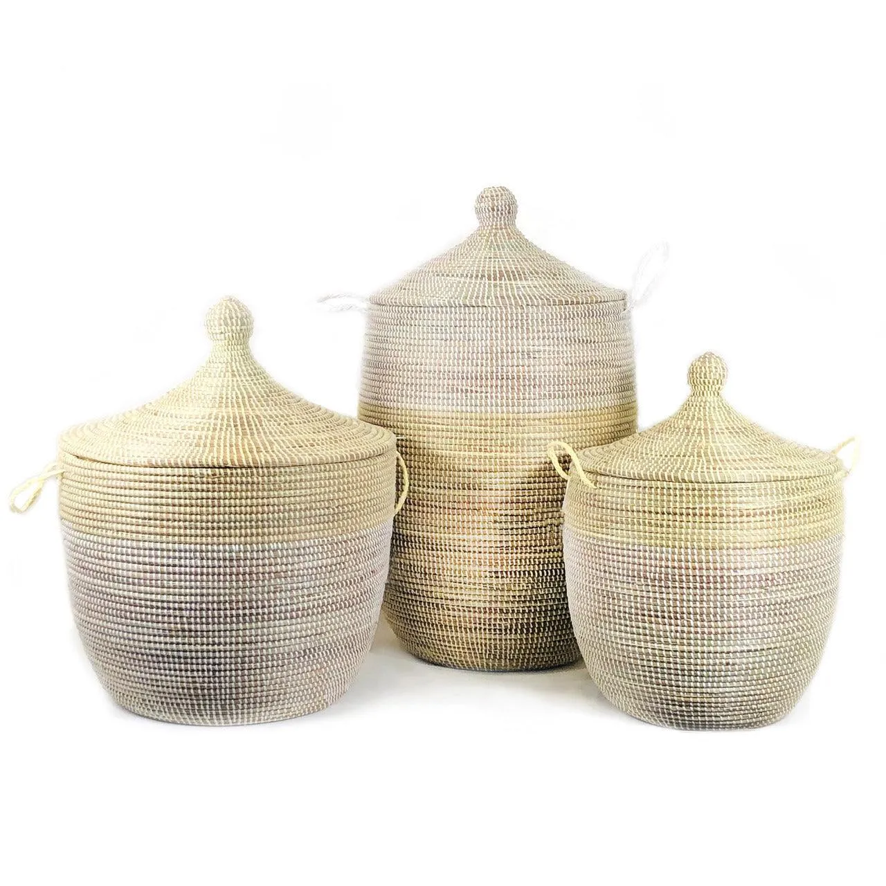 Low Storage Two-Tone Basket - Natural   White