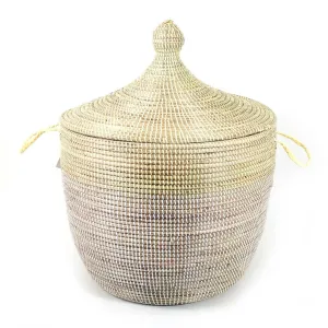 Low Storage Two-Tone Basket - Natural   White