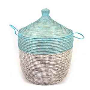 Low Storage Two-Tone Basket - Turquoise   White