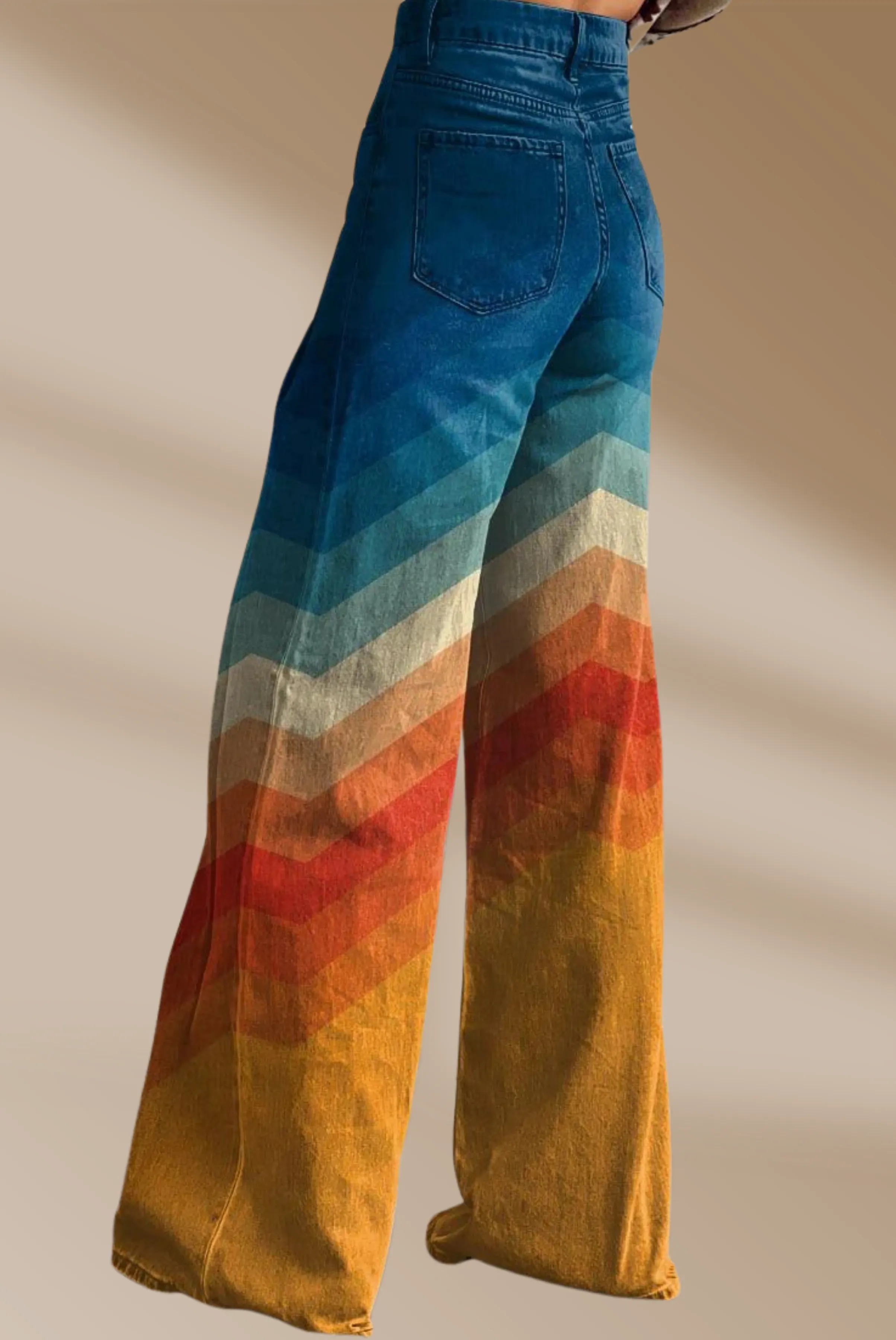 Lyra - Boho Wide-Leg Chevron Pants