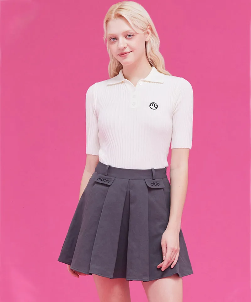 MACKY Golf: Slim Button Knit - Ivory