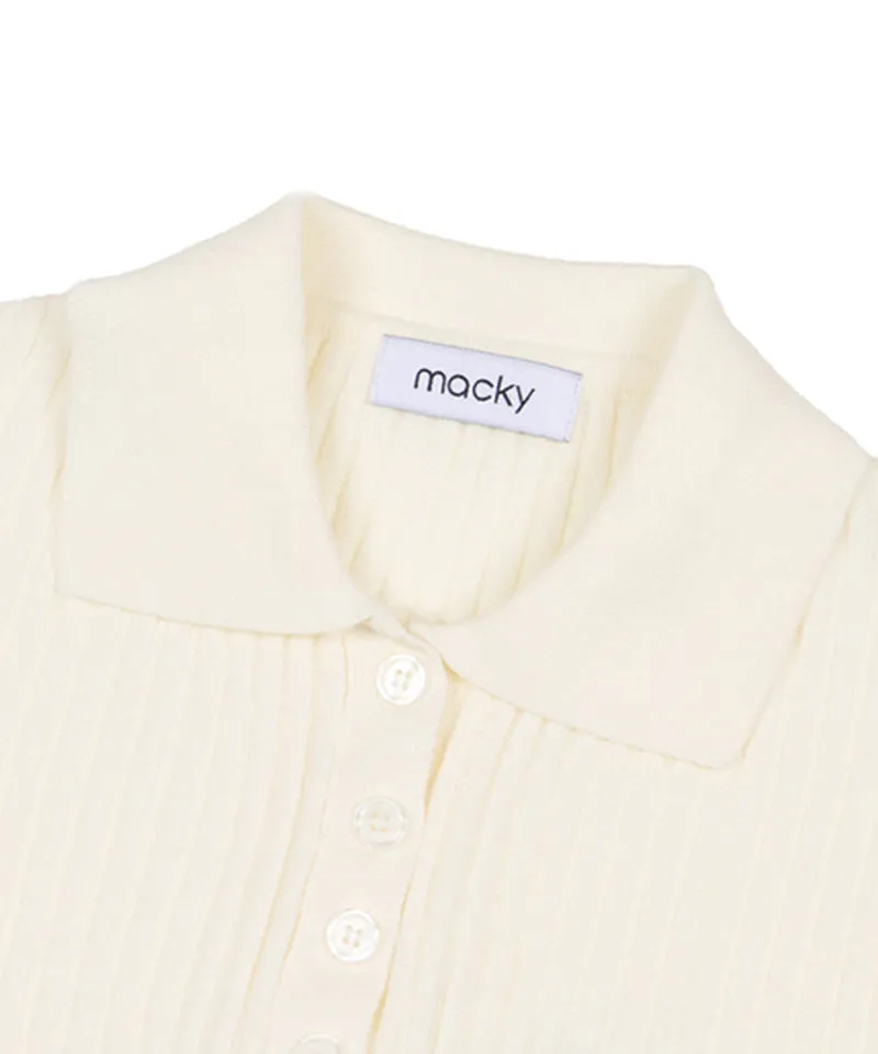 MACKY Golf: Slim Button Knit - Ivory