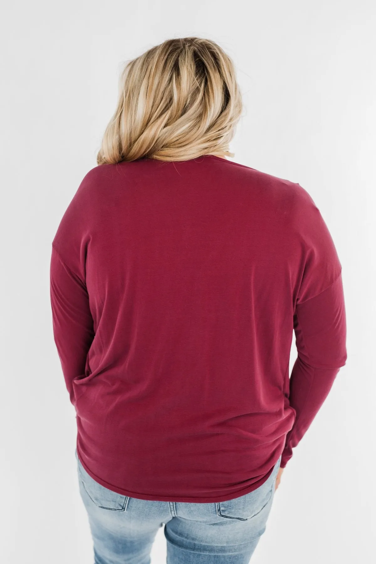 Made You Miss Me V-Neck Wrap Top- Wine