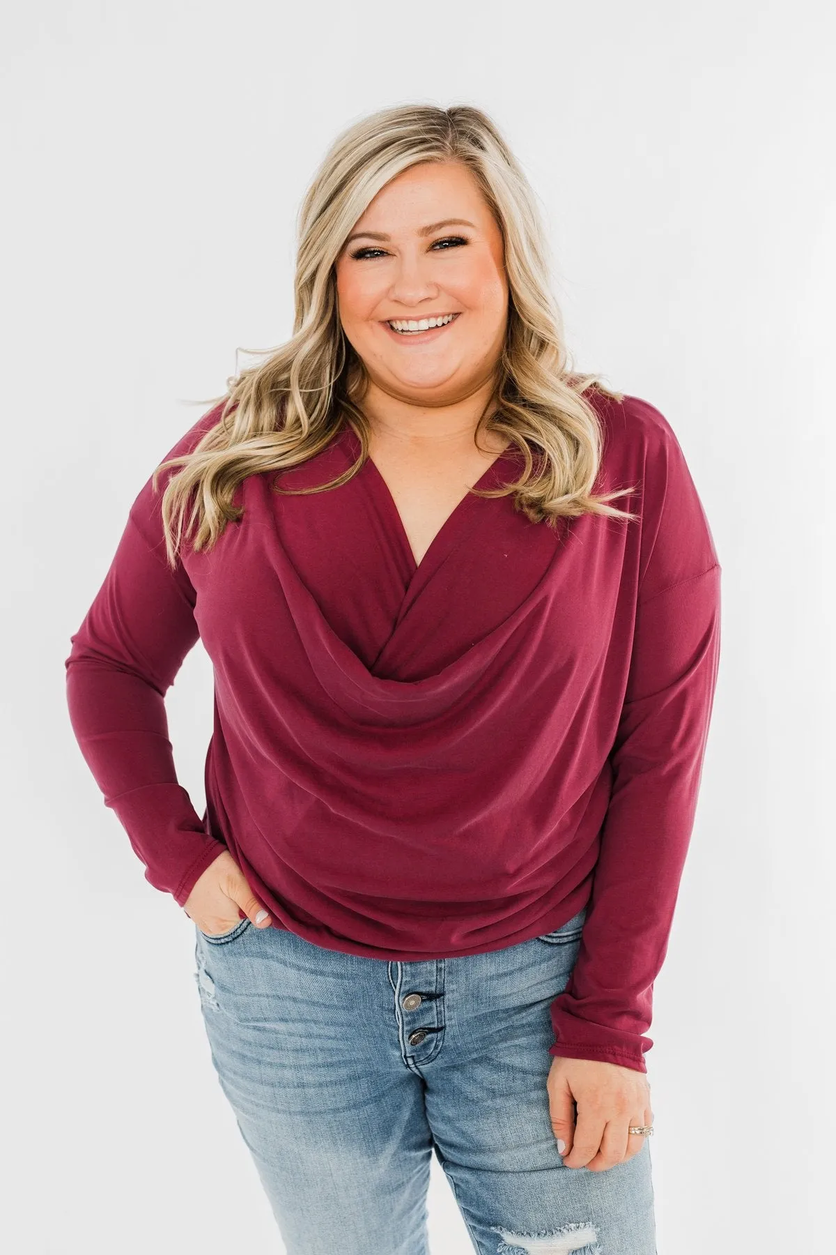 Made You Miss Me V-Neck Wrap Top- Wine
