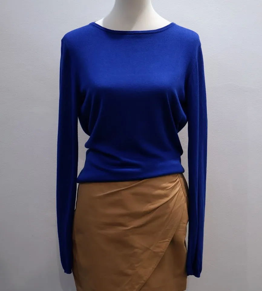 Maje Mypolite Open Back Cobalt Blue Sweater Silk