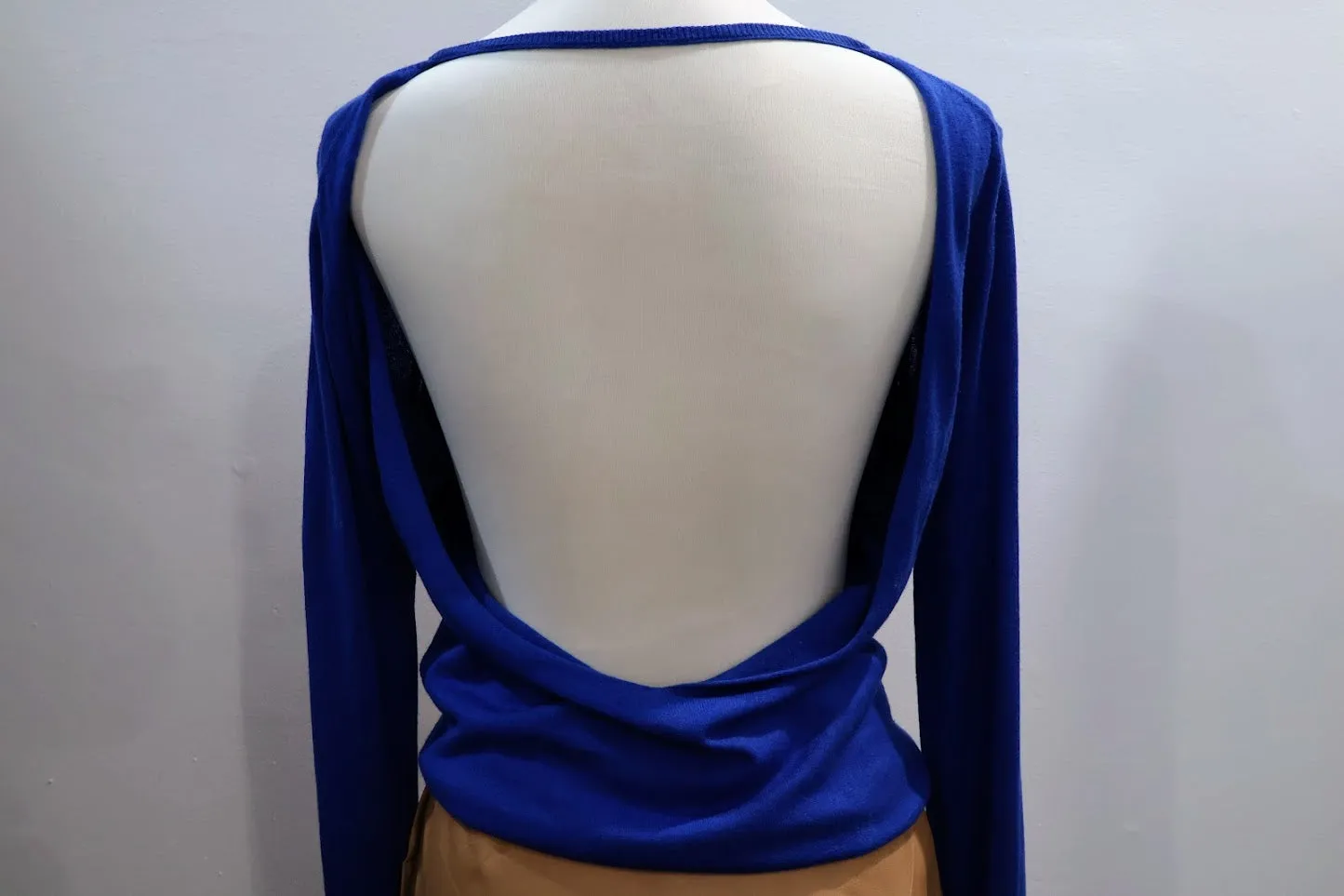 Maje Mypolite Open Back Cobalt Blue Sweater Silk