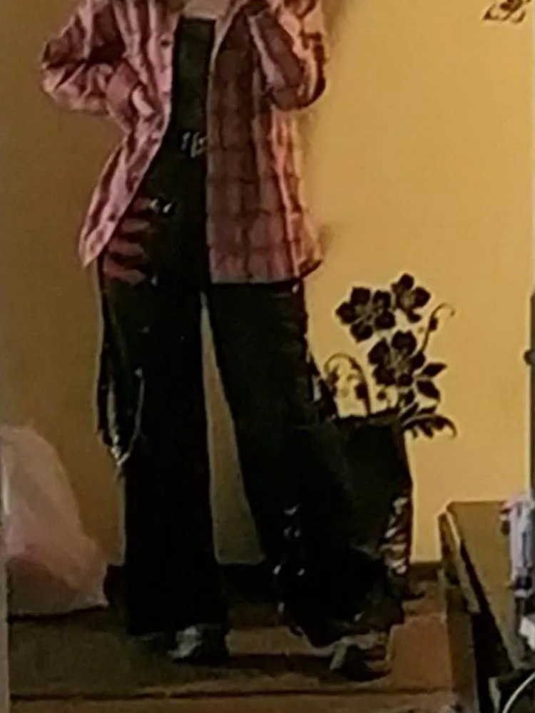 Mall Gothic Wide-Leg Baggy Pants - High Waist and Dark Goth Style